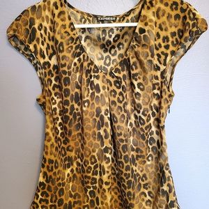 Express women's leopard print silk top